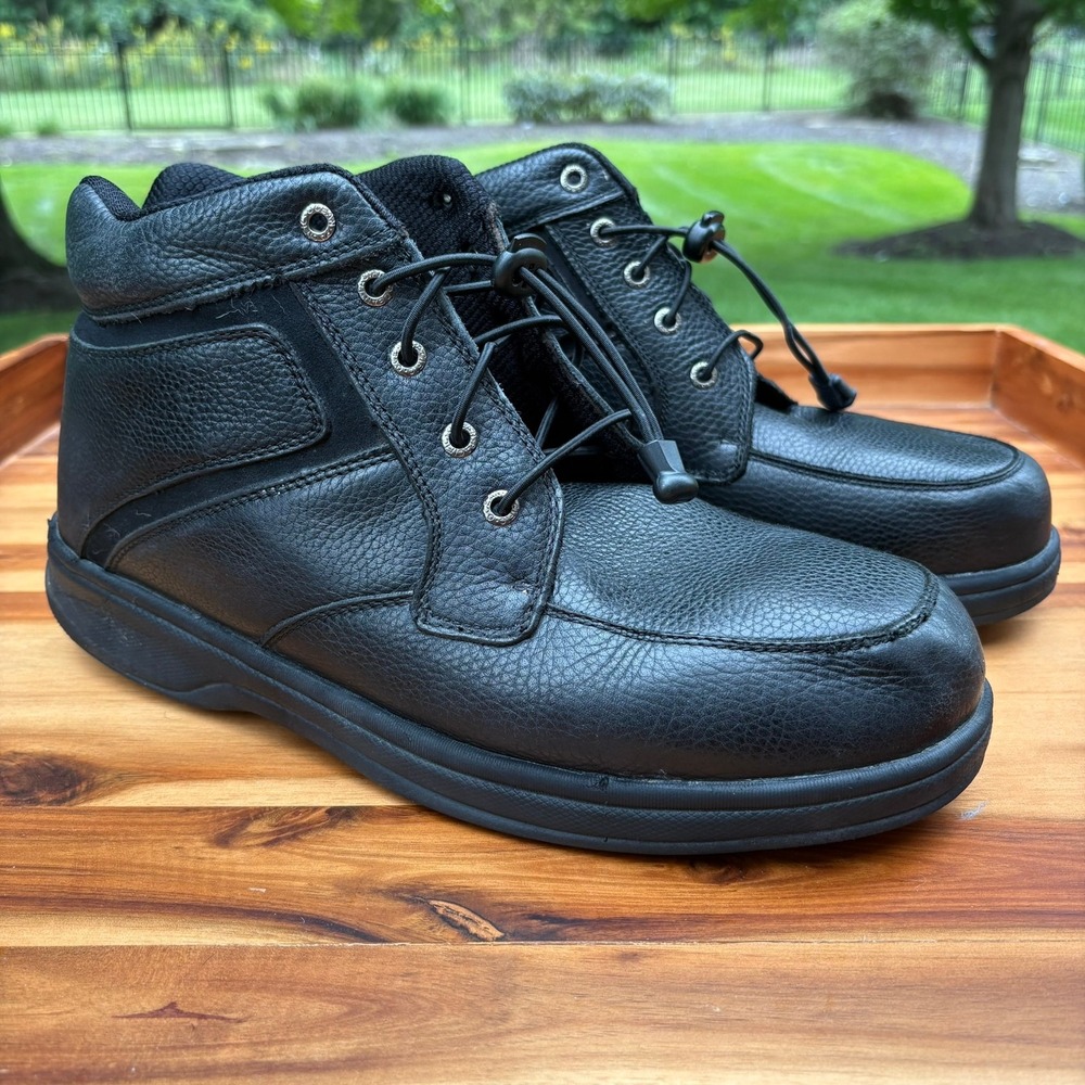 Orthofeet 481 Highline Boots Mens 11.5 4E Wide Black Leather Orthopedic Non-Slip